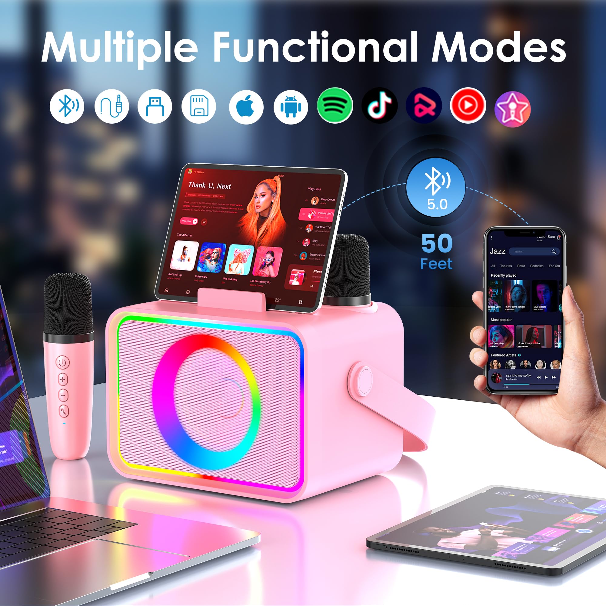 Amazon.com: Karaoke Machine,Portable Bluetooth Speaker with 2